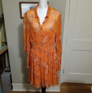 Free People Triple Layer Ruffle Hem Dress Sz L